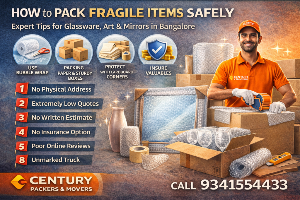 How to Pack Fragile Items Safely: Expert Tips for Glassware, Art & Mirrors in Bangalore